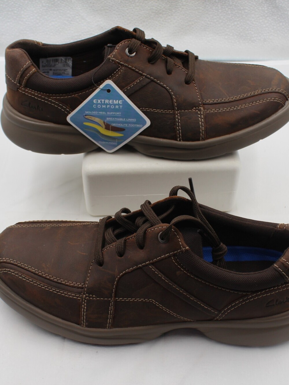 Clarks Bradley Walk Men's Size 10M Leather Oxford Casual Shoes Brown Beeswax